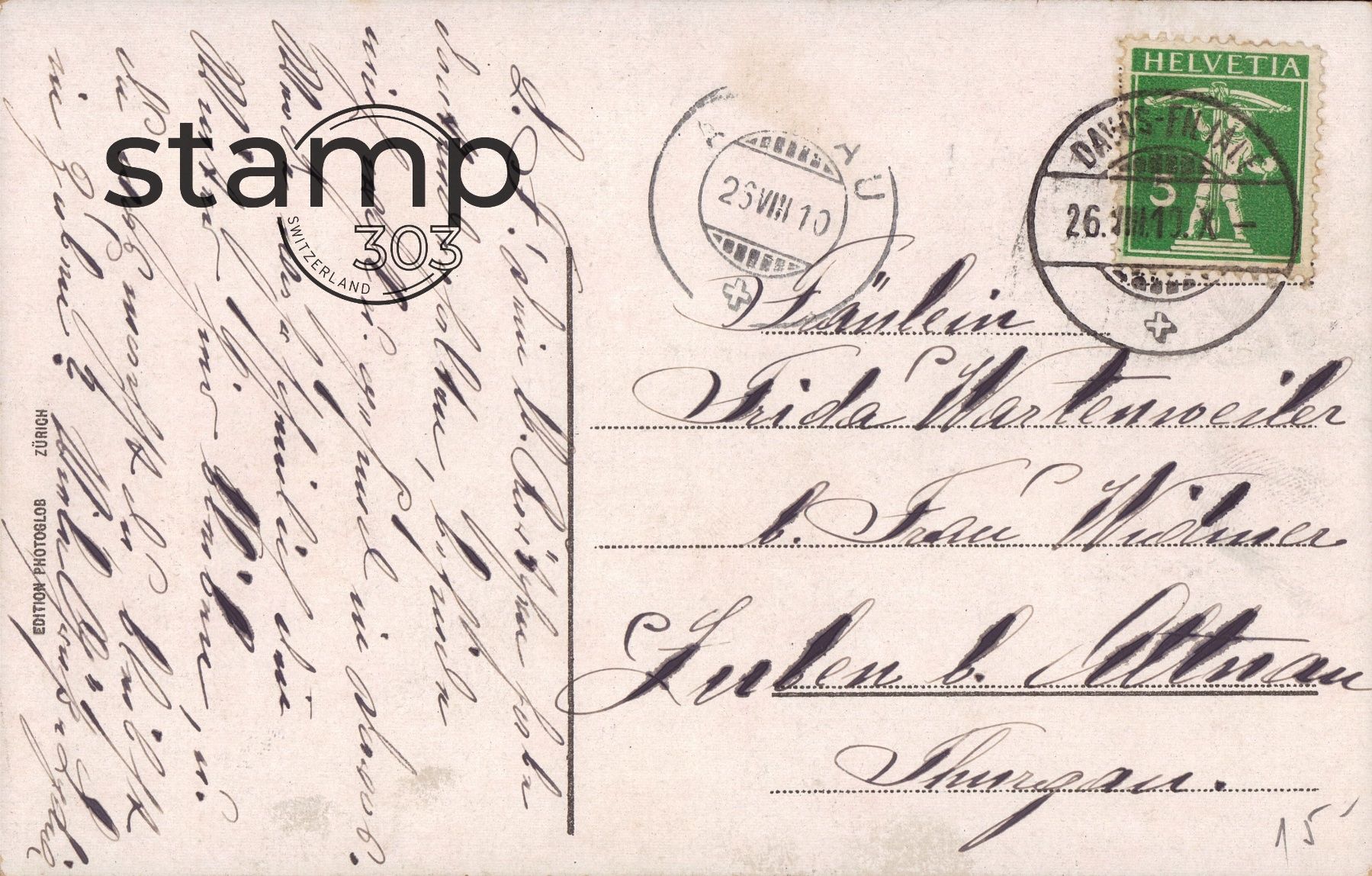 Cartoline postali: 1910 AK Davos vom Gemsjäger aus – Usato da Eggersriet venduto da stamp303 1