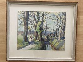 Sehr schönes Aquarell von Emil Himmelsbach 31 cm x 25 cm