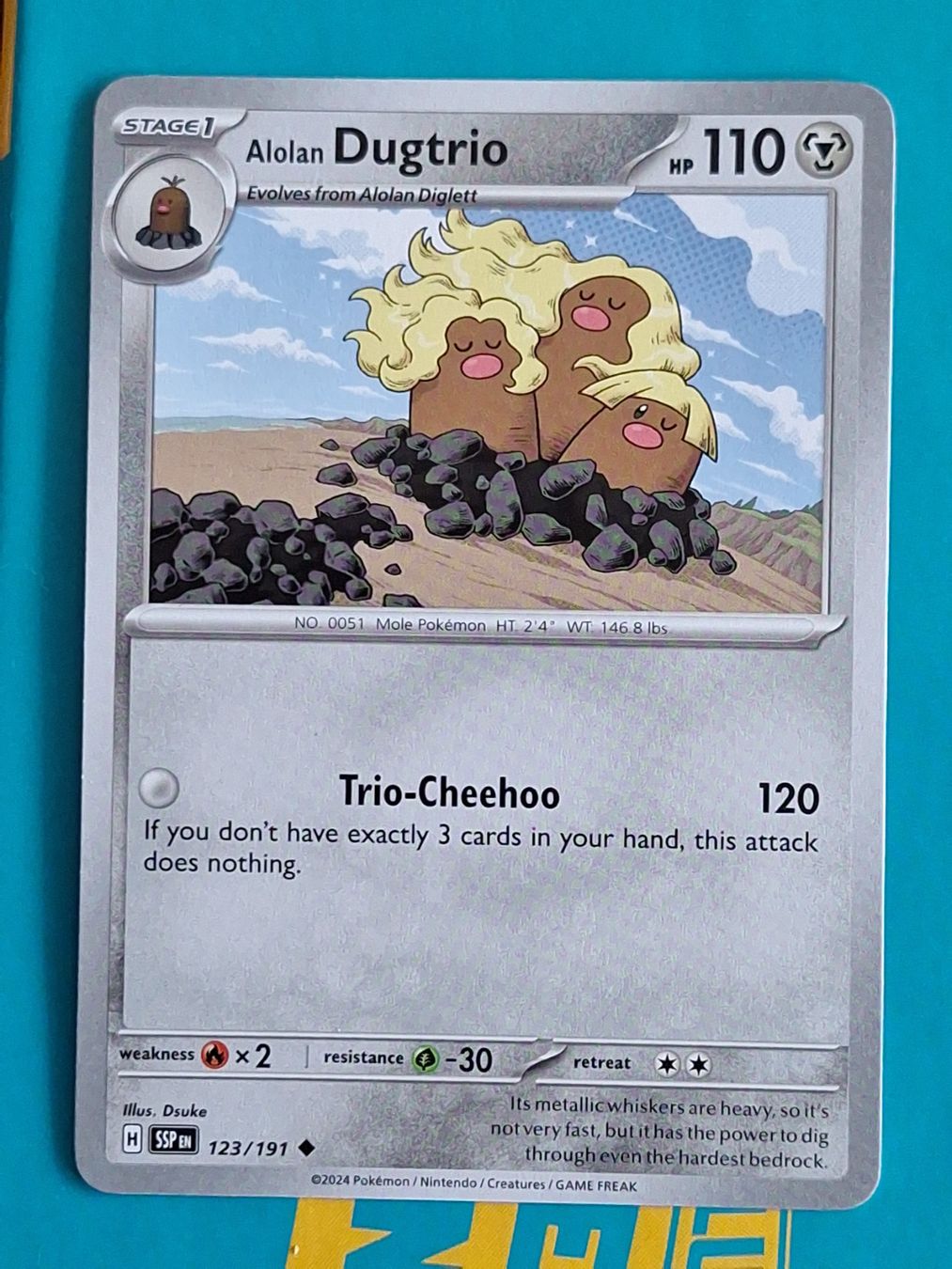 Pokémon Sammelbilder & Trading cards: Alolan Dugtrio - Pokemon Surging Sparks – Gebraucht aus Altstätten SG von GGsGameshop