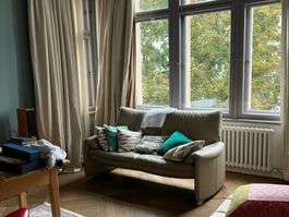 Leder Sofa - gebraucht, beige-grau