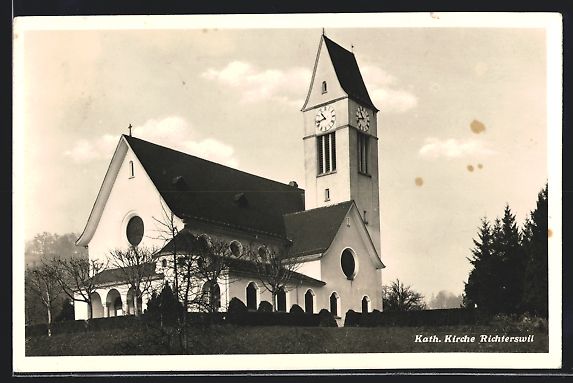 Cartoline postali: AK Richterswil, An der kath. Kirche – Usato da Berlin venduto da bartko-reher