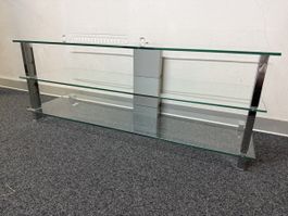 Glas TV-Möbel mit Chromgestell 3 Ablagen