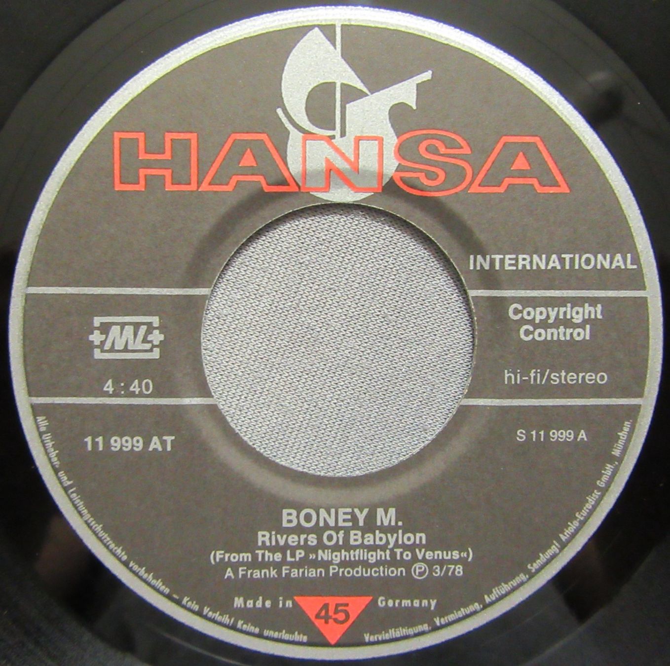 Dischi in vinile: Boney M. - Rivers of Babylon - Single 1978 – Usato da Auenstein venduto da Padabimbim 2