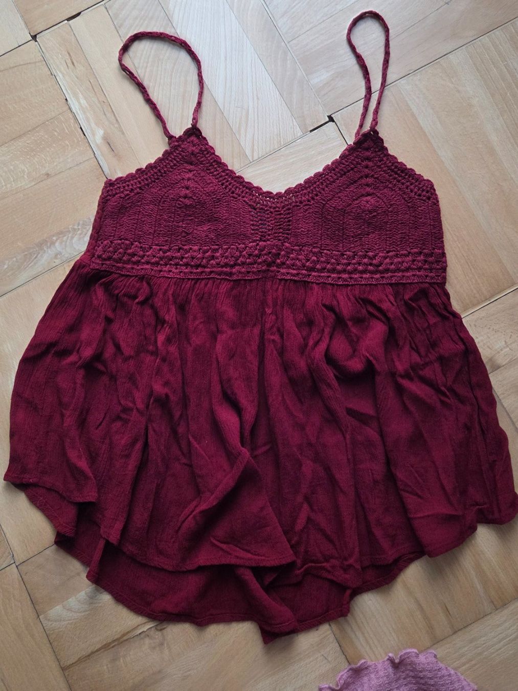 T-shirt: Sommer Top Rot Boho Stil gehäkelt süss M – Usato da Weggis venduto da Leeclipse 1