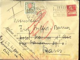 Timbre-taxe 20 cts sur enveloppe, Basel 16.06.1932