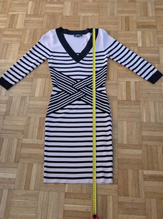 Strickkleid Morgan gestreift schwarz beige Grösse M