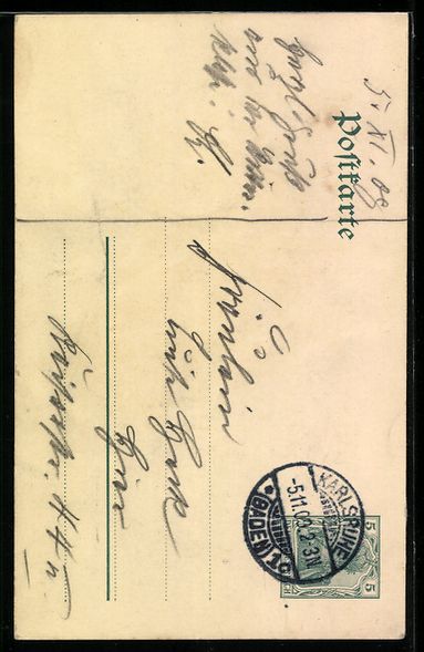 Ansichtskarten: Handgemalt sign. E. Langenbach: Karlsruh – Gebraucht aus Berlin von bartko-reher 1
