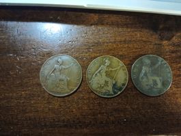 Lot de 3 pièces anciennes 1 penny 1908-1910