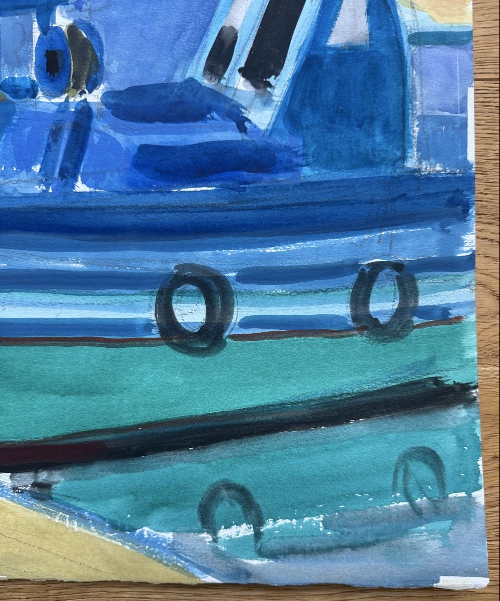 Gemälde: Emil Hungerbühler Aquarell Gemälde signiert Boote – Gebraucht aus Chur von CJ340 4