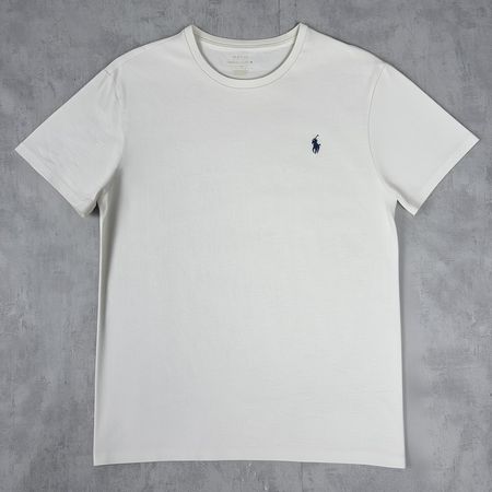 T-shirt Polo Ralph Lauren blanc logo brodé bleu Marine - M