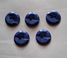 5 blaue Knöpfe, 20 mm.