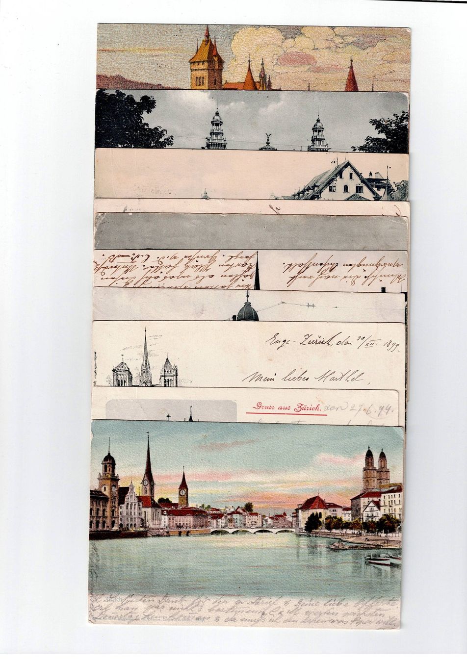 Cartoline postali: Schweiz, 10 Ansichtskarten von Zürich um 1900 – Usato da Hinteregg venduto da McCharly01