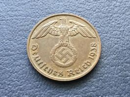 2 Reichspfennig Drittes Reich 1938 B. Selten
