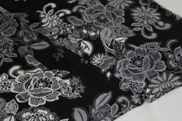 ***AUSVERKAUF*** Stoff Jersey schwarz/Blumen