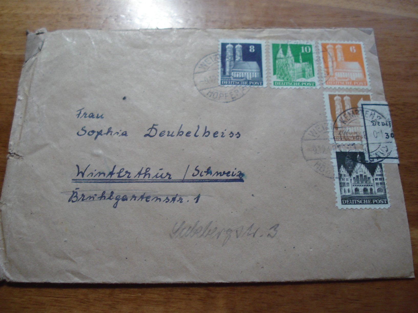 Tutti i francobolli: Brief Deutsche Post 1948, - Winterthur, Papiersiegel Devisen – Usato da Niederwil AG venduto da morostahu