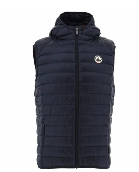 Jott Gilets & Westen: Jott Weste mit Kapuze L Daunenweste Steppweste Marine.. – Neu und originalverpackt aus Courlevon von Poleposition