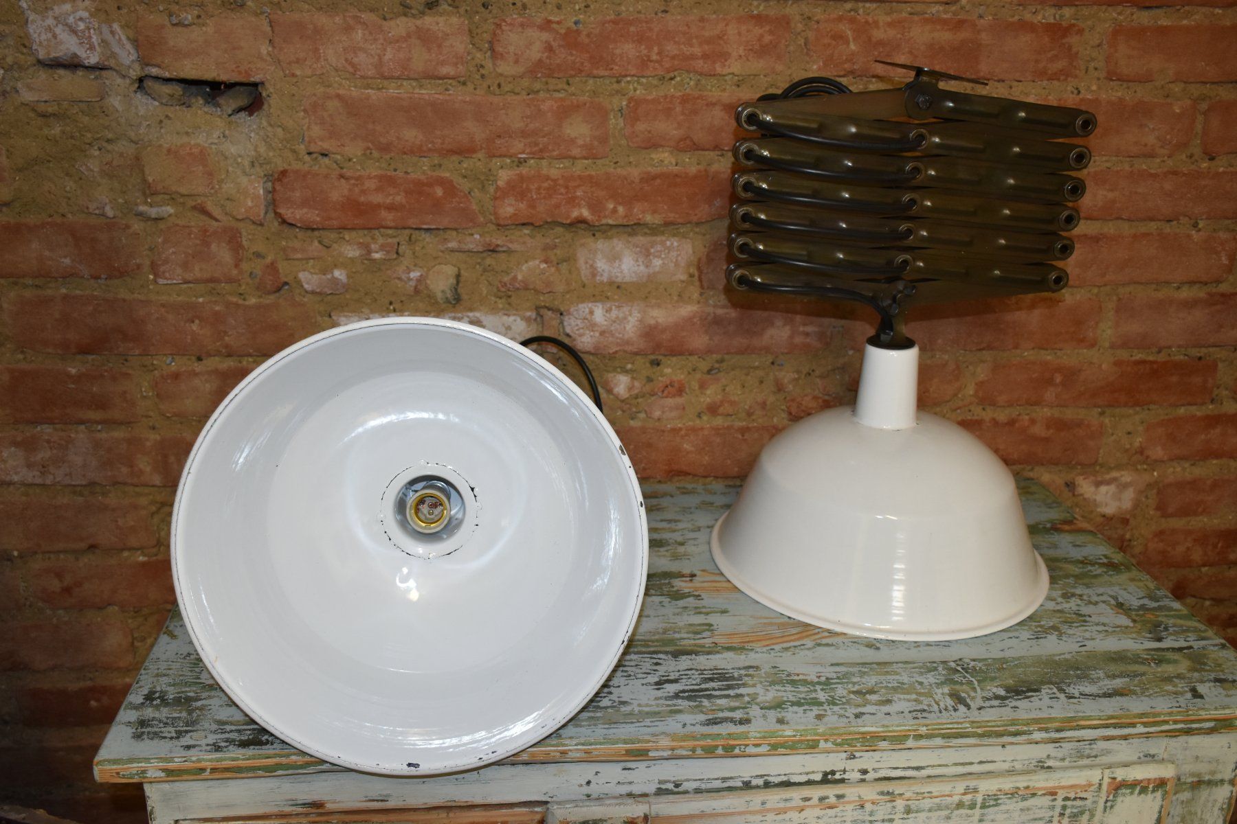 Lampadari & plafoniere: KE465 Alte Emaille Scherenlampe /Deckenlampe/Industrie – Usato da kraiburg am inn venduto da Vintage-Living 6
