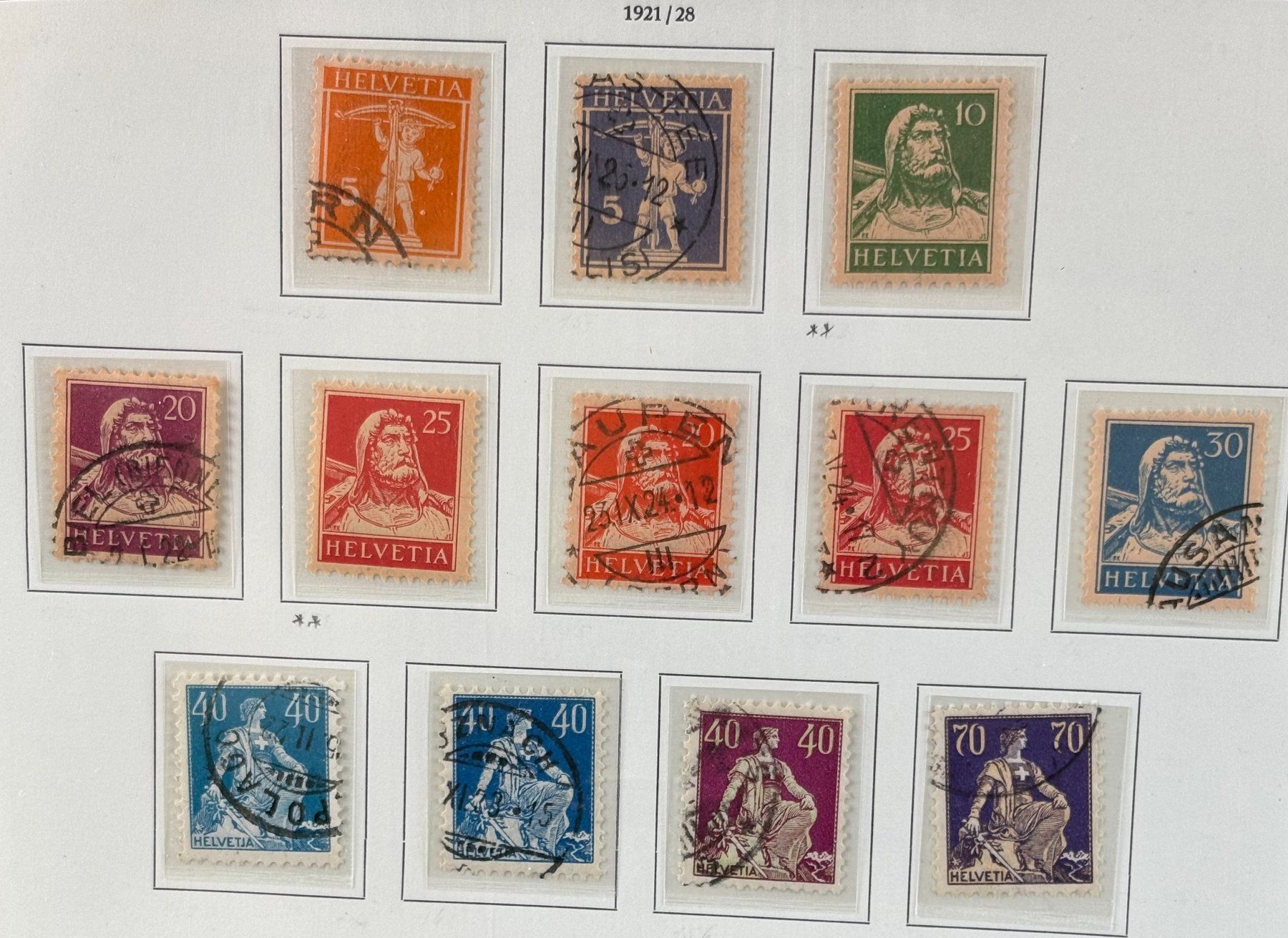 Alle Briefmarken: LOT SCHWEIZER BRIEFMARKEN 1921/28 – Gebraucht aus Ostermundigen von Wyatt-Earp