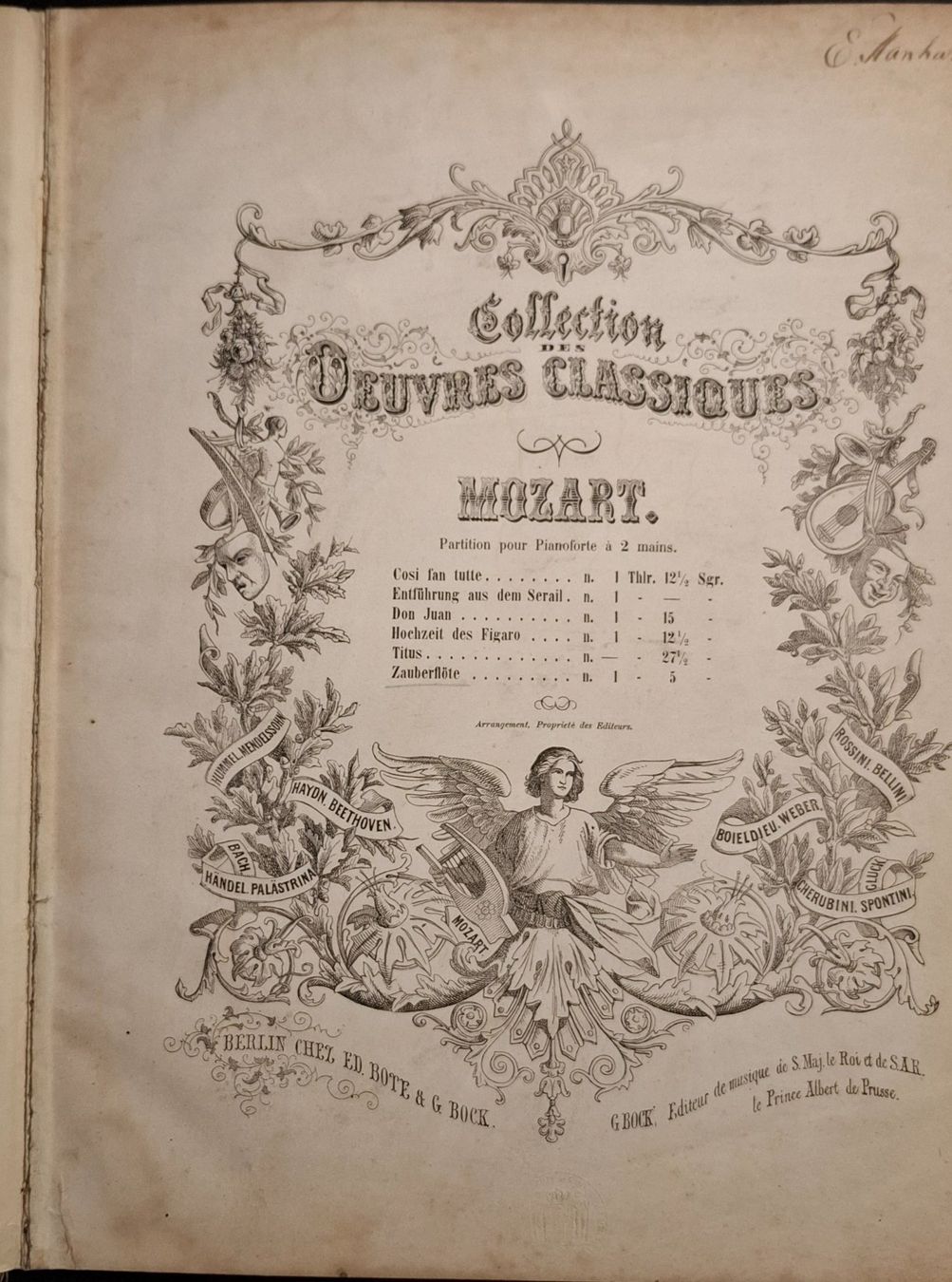 Bücher: Coll. Oeuvres Class. Mozart "Zauberflöte" Ed. Bote & G. Bock – Gebraucht aus Rudolfstetten von Bubu25 2