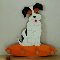 Porte-manteau chien en bois peint à la main, Weizenkorn (CH)