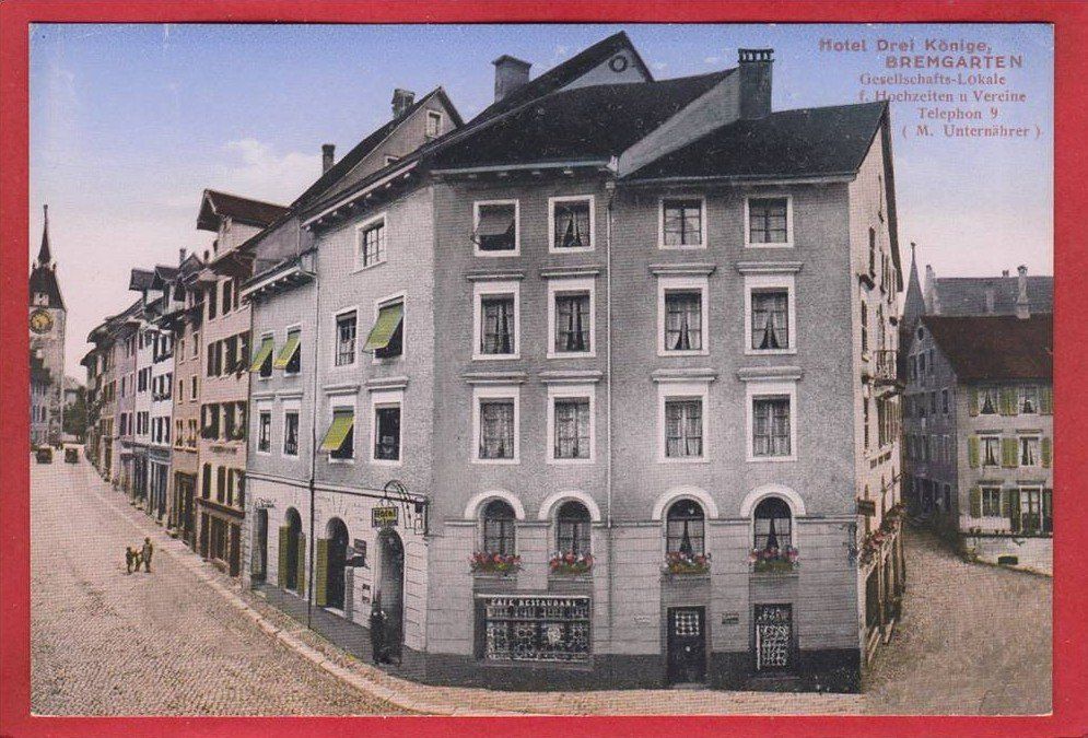 Cartoline postali: BREMGARTEN HOTEL DREI KÖNIGE – Usato da Grüningen venduto da Kartenlaube