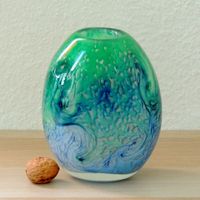 Vase d'art en verre soufflé, Gabriel Milesi, Pérouges France