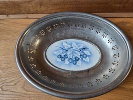 antike Blech Metall Emaille Früchte Schale oval