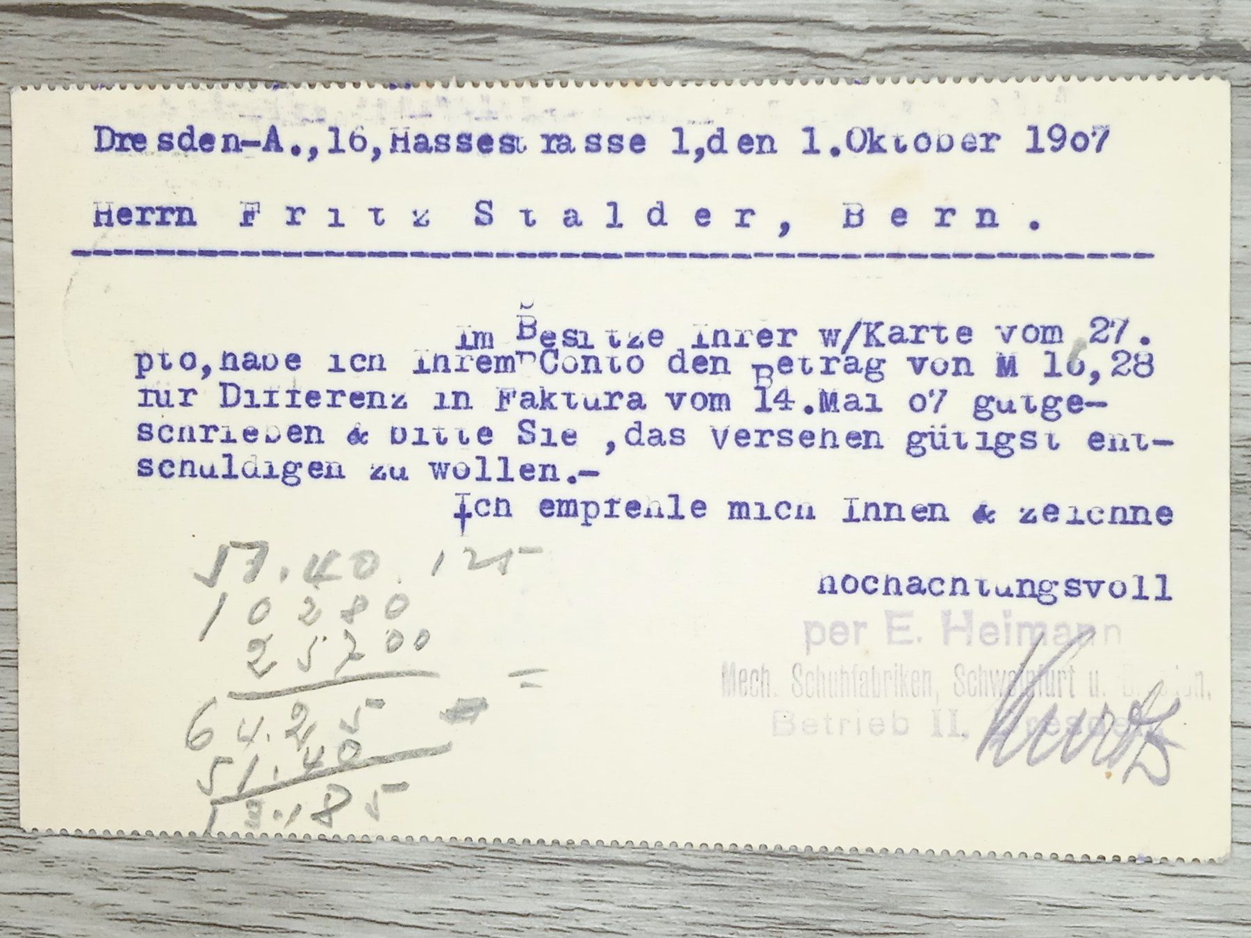 Alle Briefmarken: TR13 Carte Postale + Timbre Allemagne 1907 – Gebraucht aus Cousset von Patrick_Collections 1