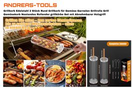 Grillkorb Edelstahl 2 Stück Rund Grillkorb für Gemüse