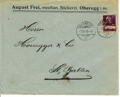 Brief, August Frei Stickerei Oberegg - Berneck 1919