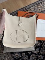 Hermes Evelyn Bag Clemence Leather Cream PM Excellent Condit