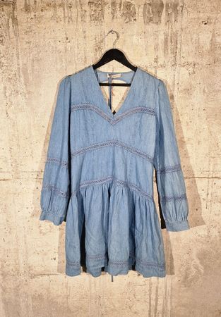 Süsses Jeanskleid von Twinset mit Spitze, Grösse 44