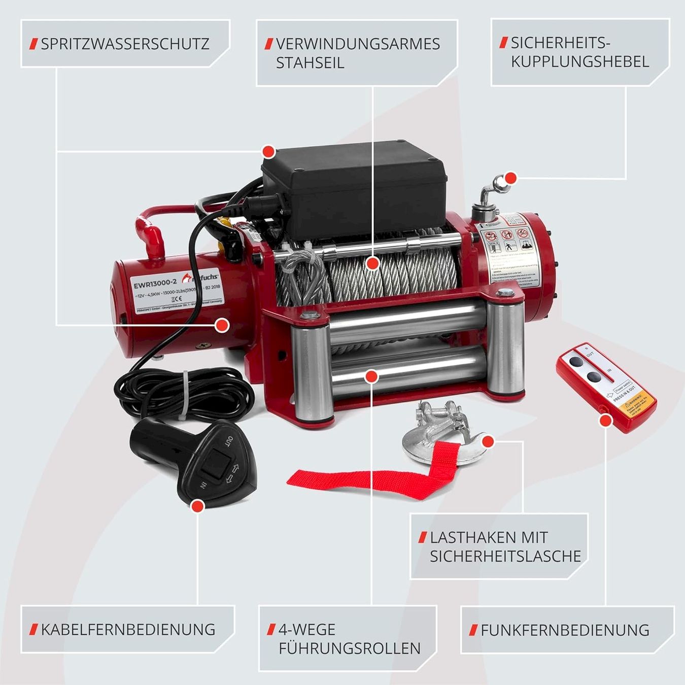 Altro per stoccaggio & trasporto: Rotfuchs EWR13000 Seilwinde 12V 5900kg – Nuovo e nell'imballaggio originale da Bottighofen venduto da zaap 3