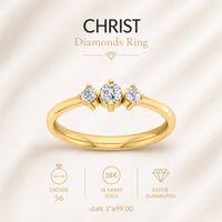CHRIST Diamonds Ring 18K Gold Size 56 Diamonds