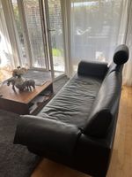 Ledersofa schwarz 2-Sitzer und 3-Sitzer mit Kopfstütze Leder