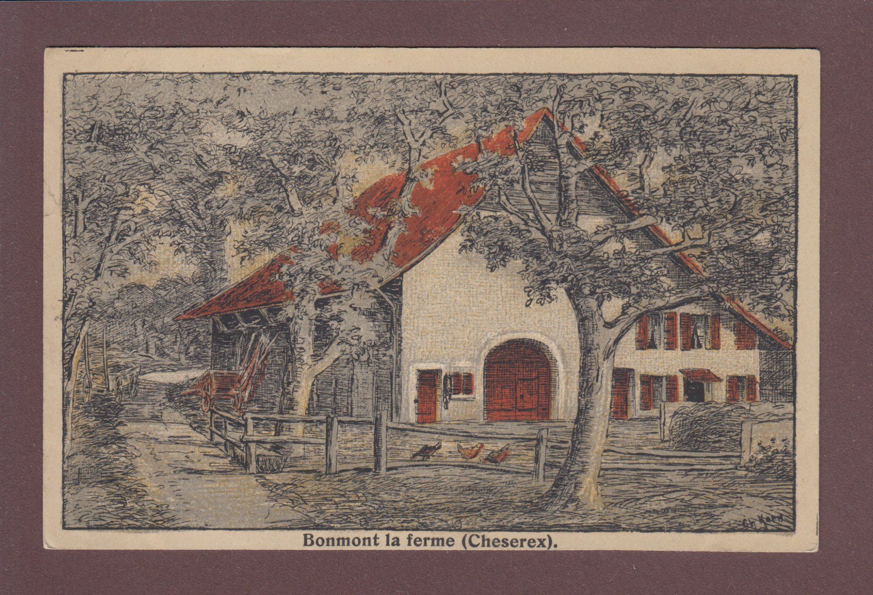 Cartoline postali: BONMONT - La Ferme - Cheserex - 1922 – Usato da Pully venduto da nicecards