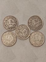 Schweizer Silber 5mal 1 Franken Silber 40&50 Jahre