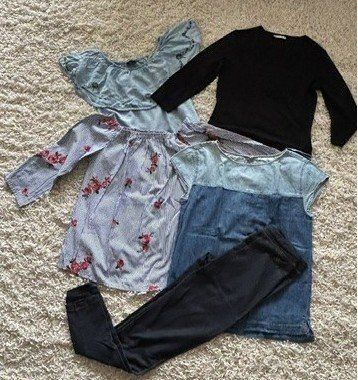 Lot 5 blouses, leggings, pull S-M *bon état*