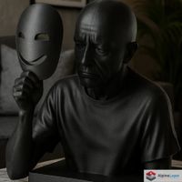 Man with a Mask Sculpture - Symbolic Art - 3D Printed