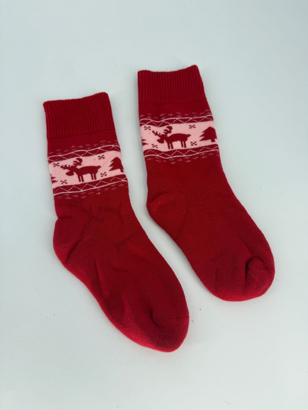 Calze: rote warme Socken mit Elchmuster Gr. 35-38 – Usato da Auenstein venduto da moin. 1