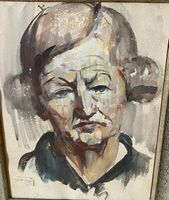 HS Zürcher Portrait Bäuerin Aquarell/Kohle/Papier 48 x 39 cm