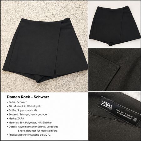 ZARA Skort / Rock-Shorts Schwarz – Gr. S
