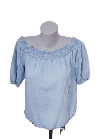 leichtes Carmen Shirt in Hellblau Gr XS