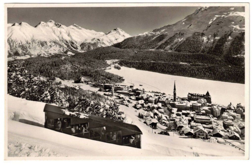Ansichtskarten: St. Moritz mit Standseilbahn Chantarella – Gebraucht aus Binningen von Mountainrider