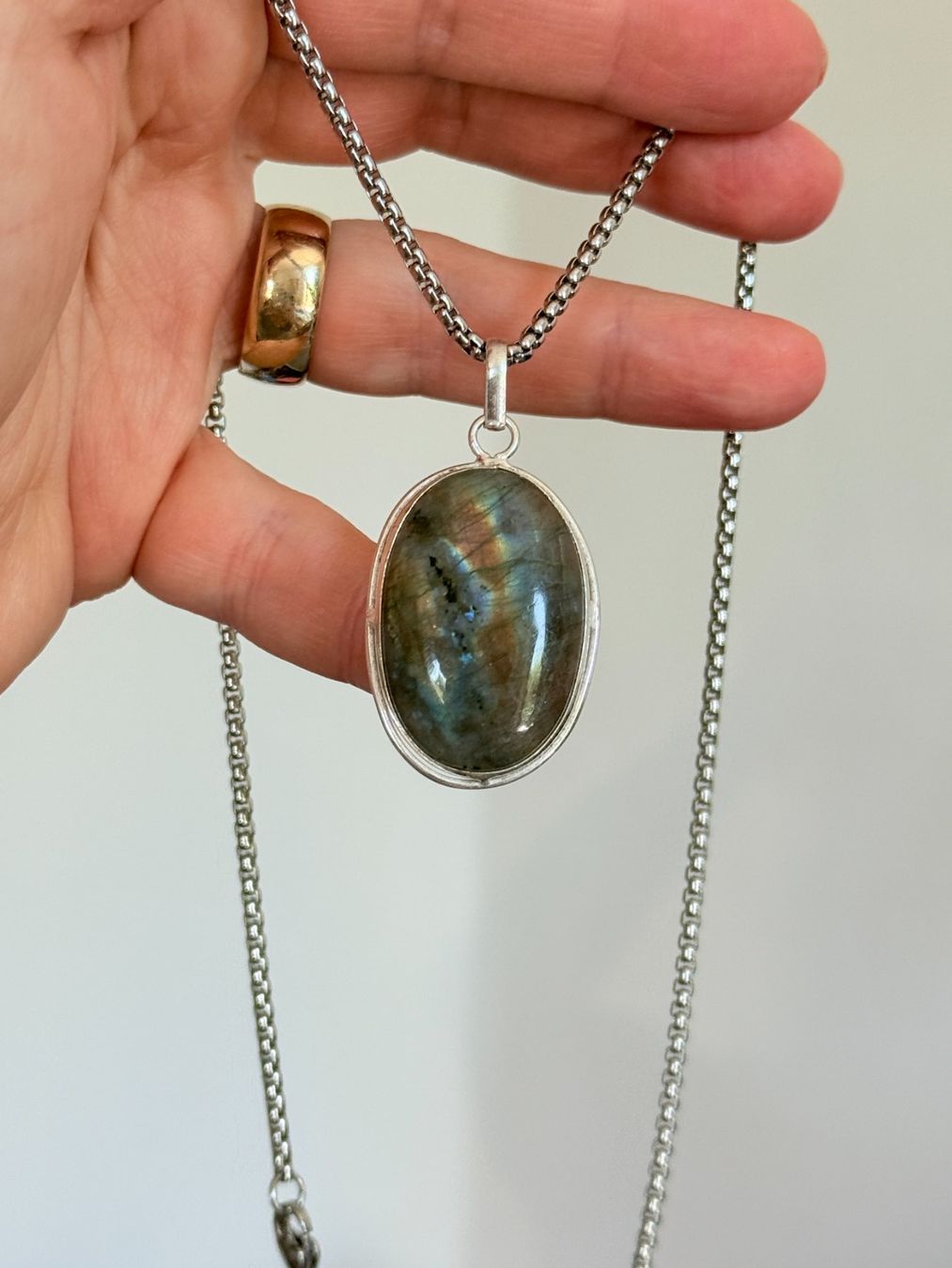 Catenine: Collier vintage avec pierre de Labradorite véritable✨ – Nuovo e nell'imballaggio originale da Genève venduto da AWWA 7
