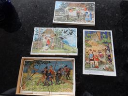 Spiel antik: Vintage Bilder-Legespiele 4x Rarität Märchen