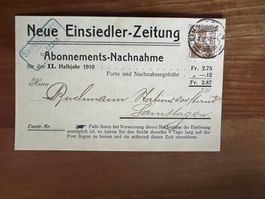 CH  Nachnahme mit Bahnstempel Samstagern  1910  (V959)