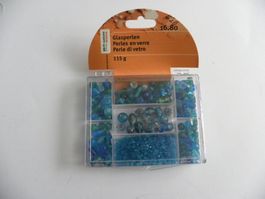 Perlenmischung Glasperlen blau