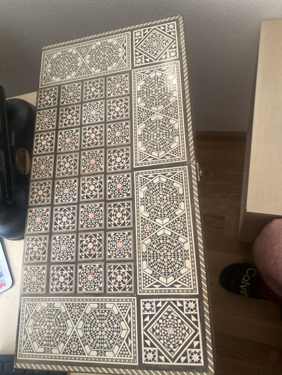 Orientalisches Backgammon TAVLA XL - Intarsien Look 40x40cm