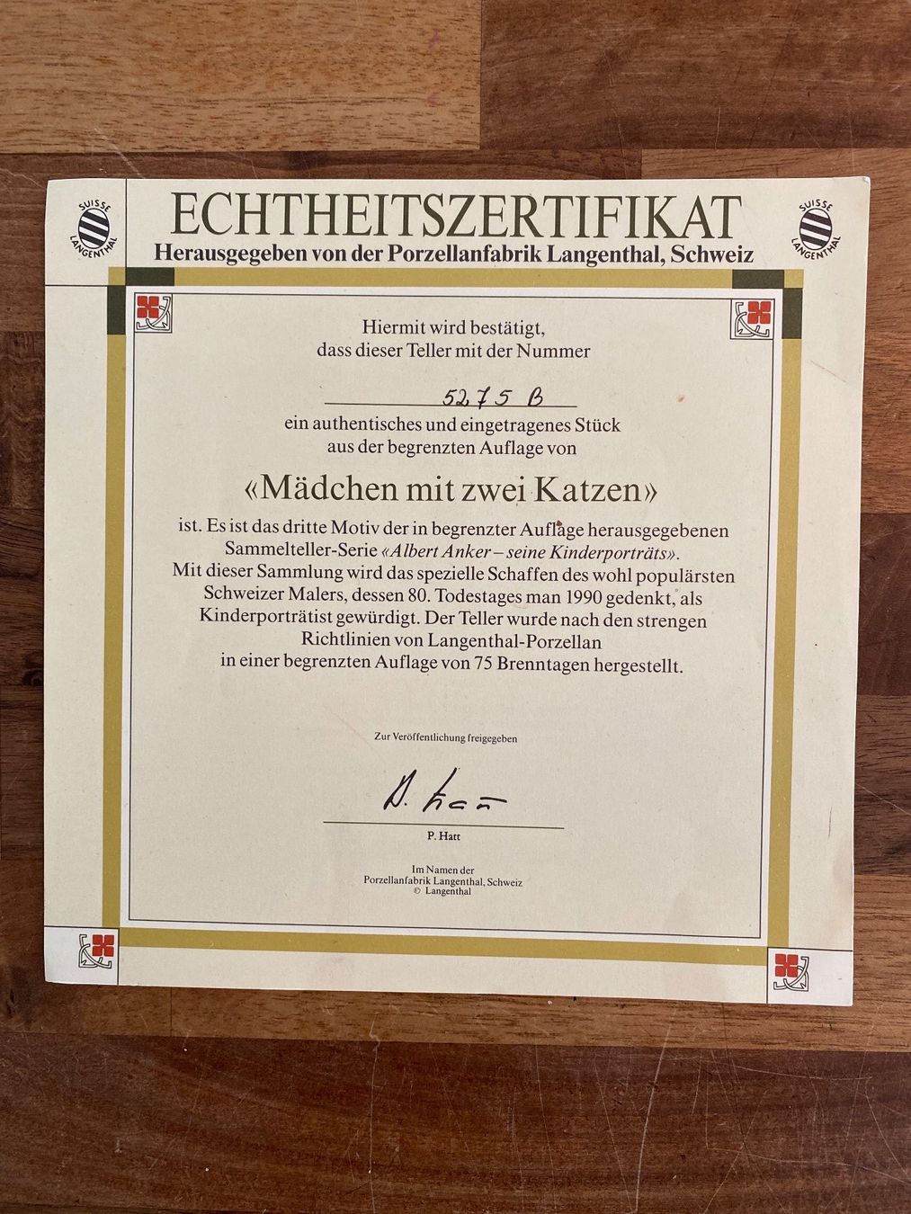 Piatti: Anker Teller Mädchen mit zwei Katzen – Usato da Malters venduto da Basteln 2